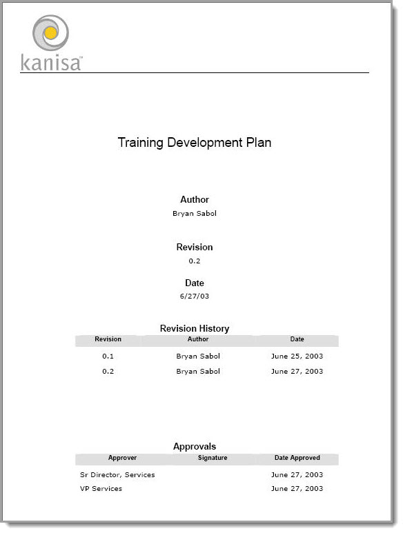 Training development plan